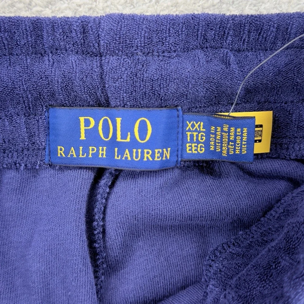 NWT Polo Ralph Lauren Terry Cloth Lounge Shorts XXL Navy Cotton Drawstring